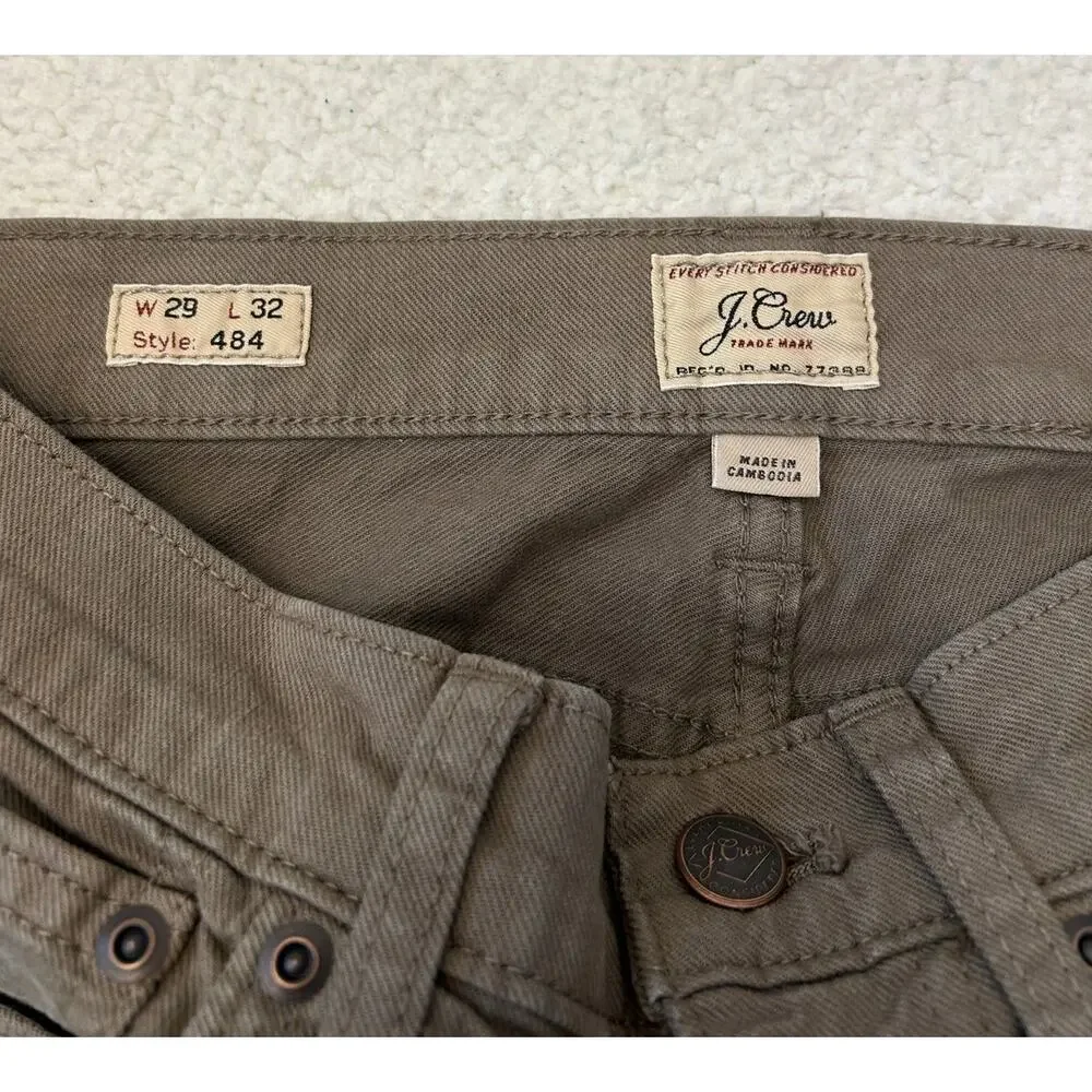 J. Crew Style 484 Jeans Men's Brown Tapered Leg Pants Stretch Size 29x31